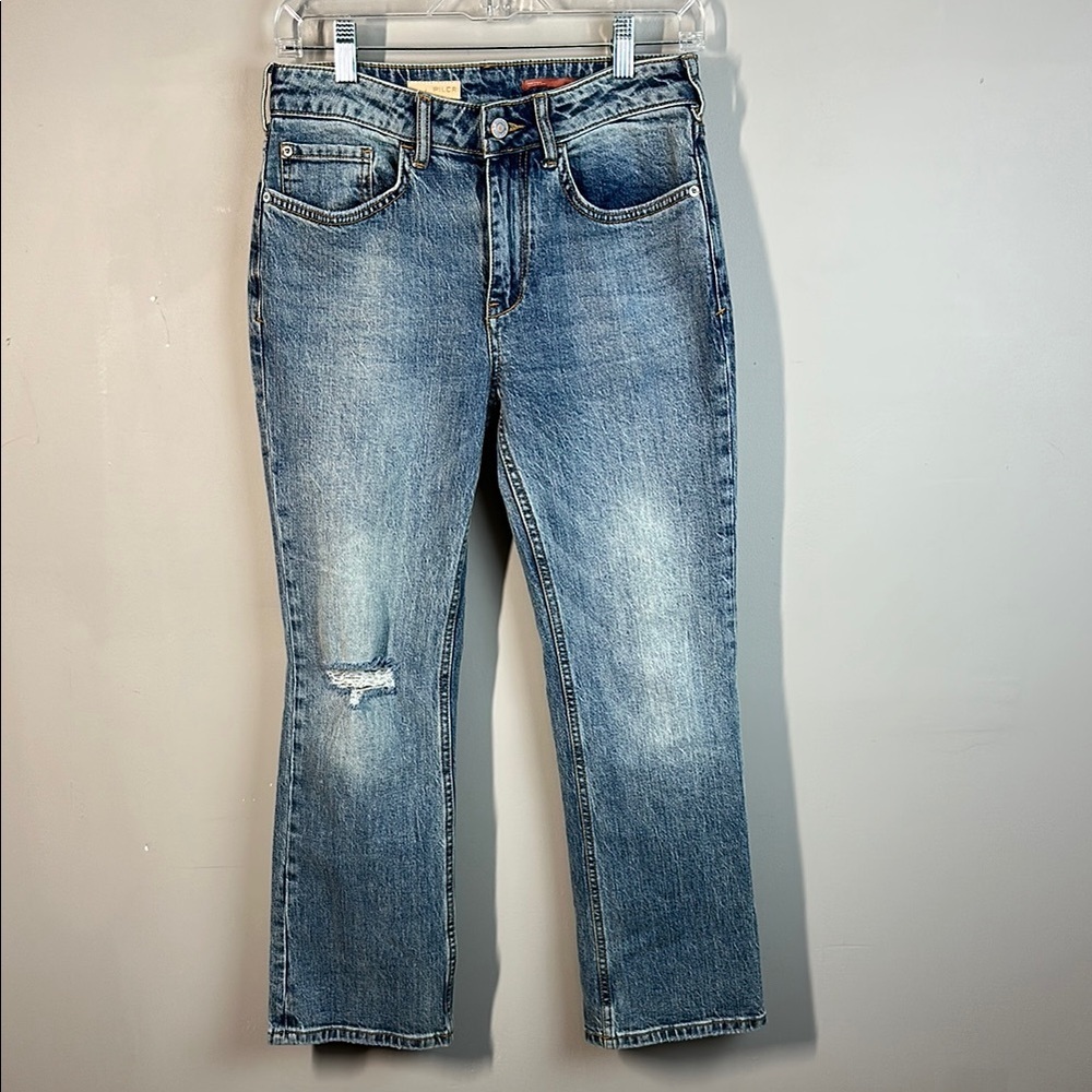 Anthropologie Womens Pilcro Light Wash Distressed Yaya Kick Flare Jeans Size  27
